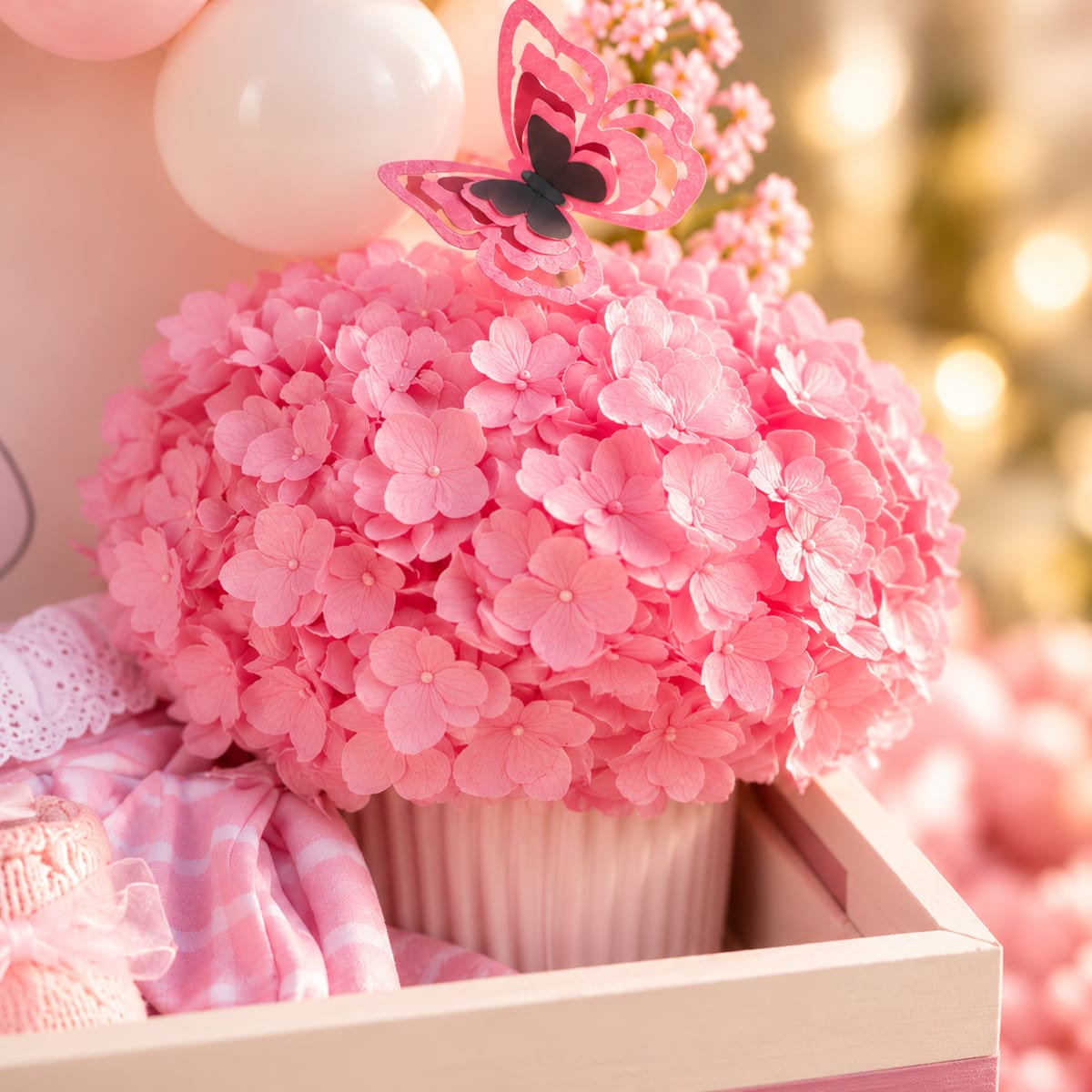 Regalo para recién nacida con peluche, ropita rosa y flores – foto 5