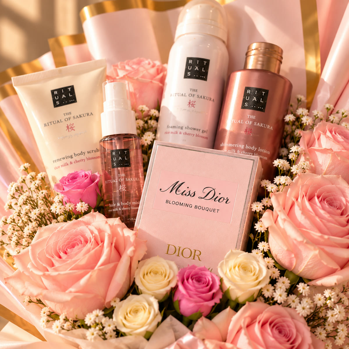Bouquet de rosas eternas con perfume Miss Dior – foto 2