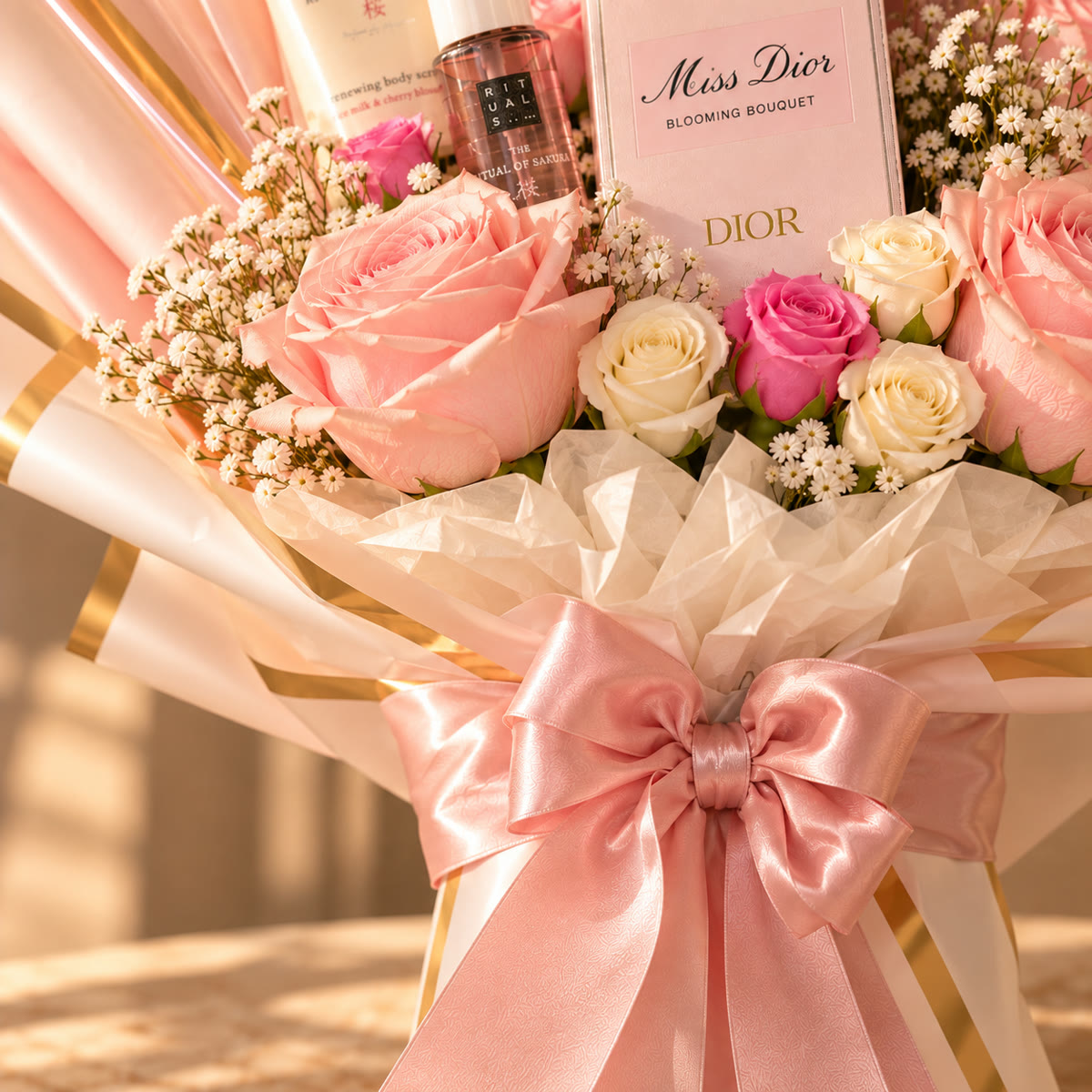 Bouquet de rosas eternas con perfume Miss Dior – foto 5