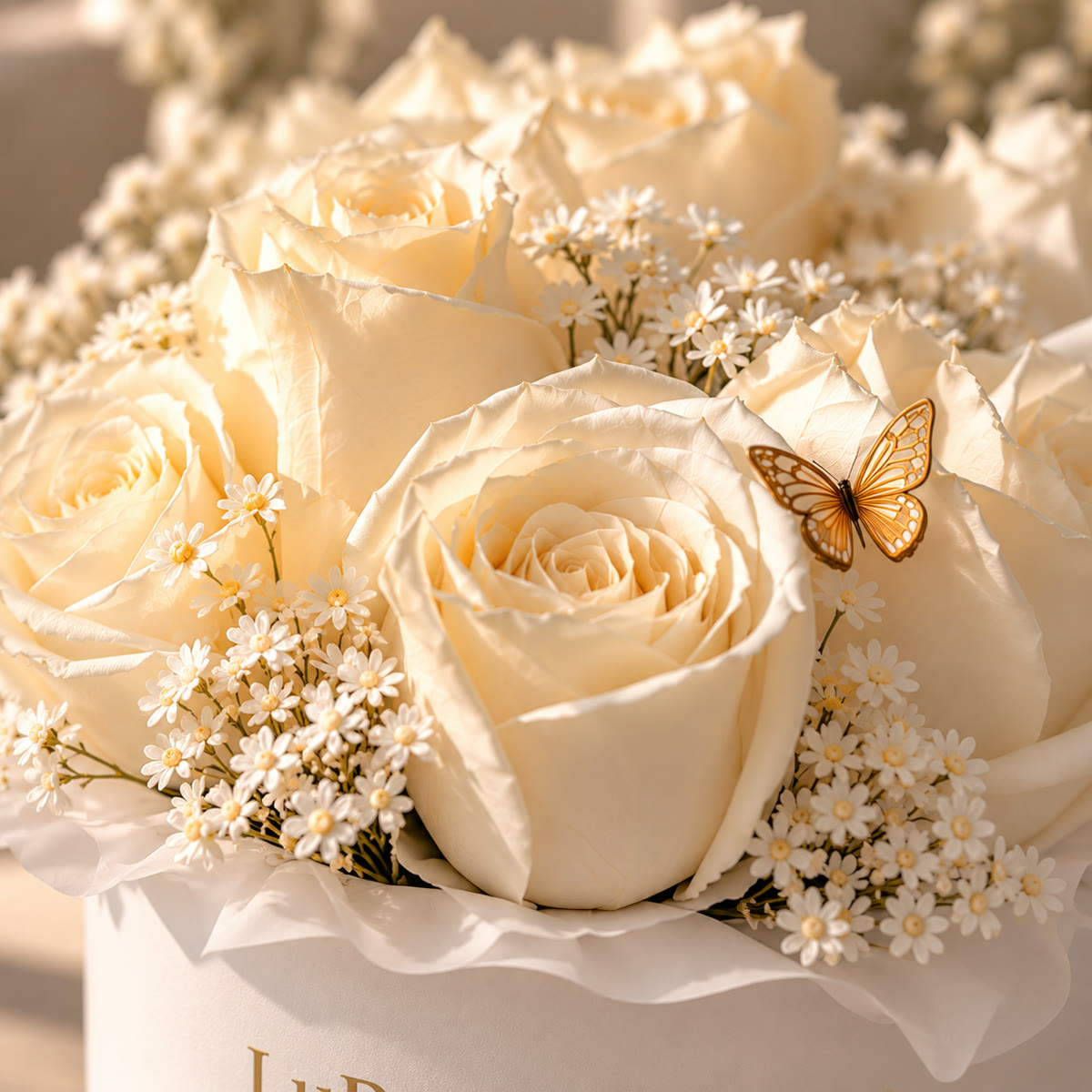 Caja de rosas blancas en sombrerera LuPresents – foto 2