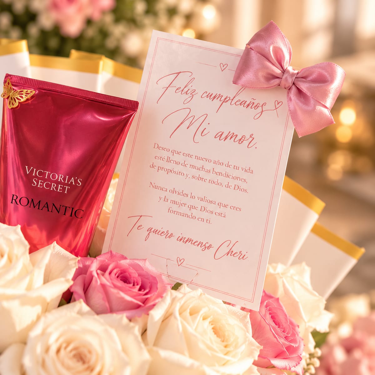 Caja de rosas blancas con crema Victoria’s Secret Romantic – foto 3