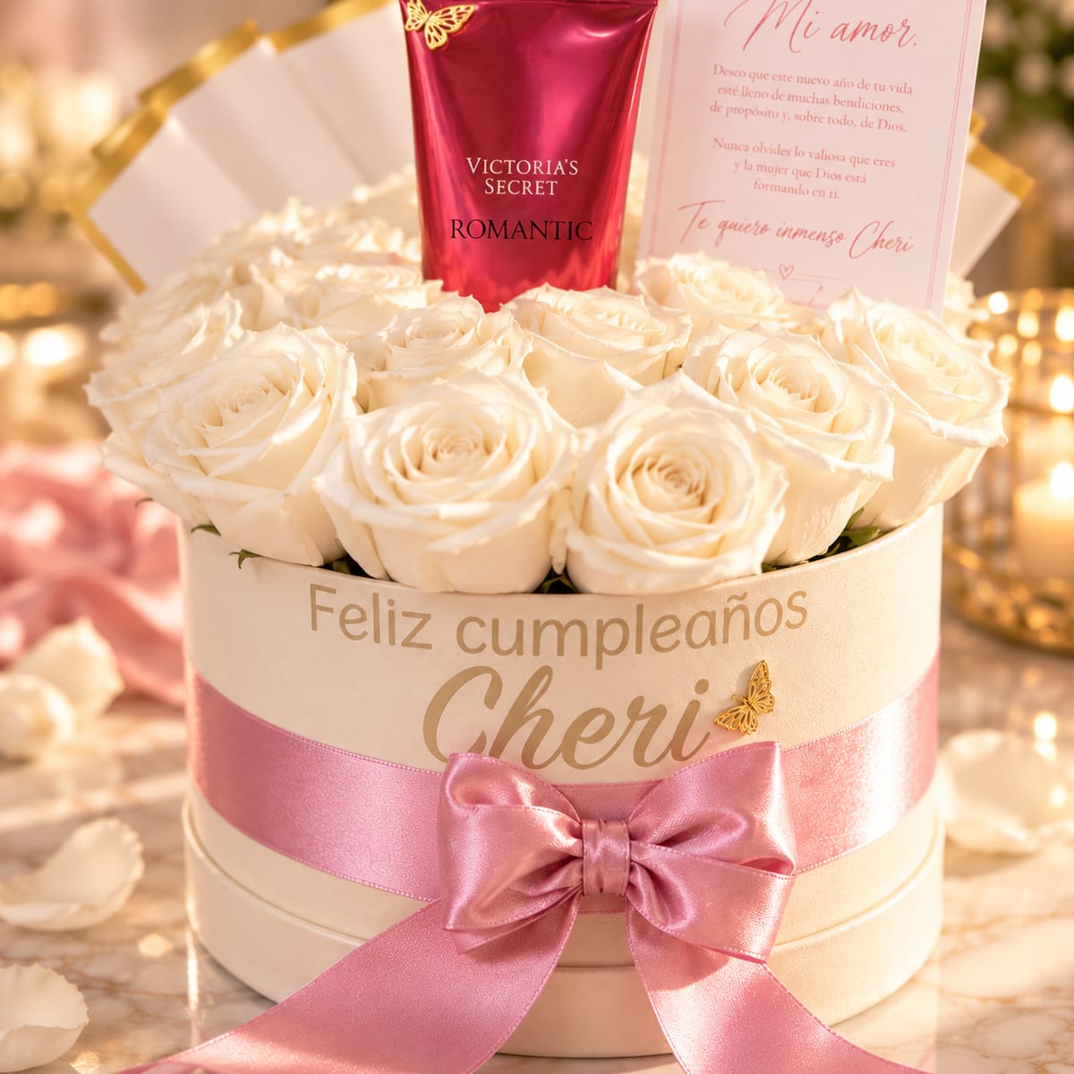 Caja de rosas blancas con crema Victoria’s Secret Romantic – foto 4