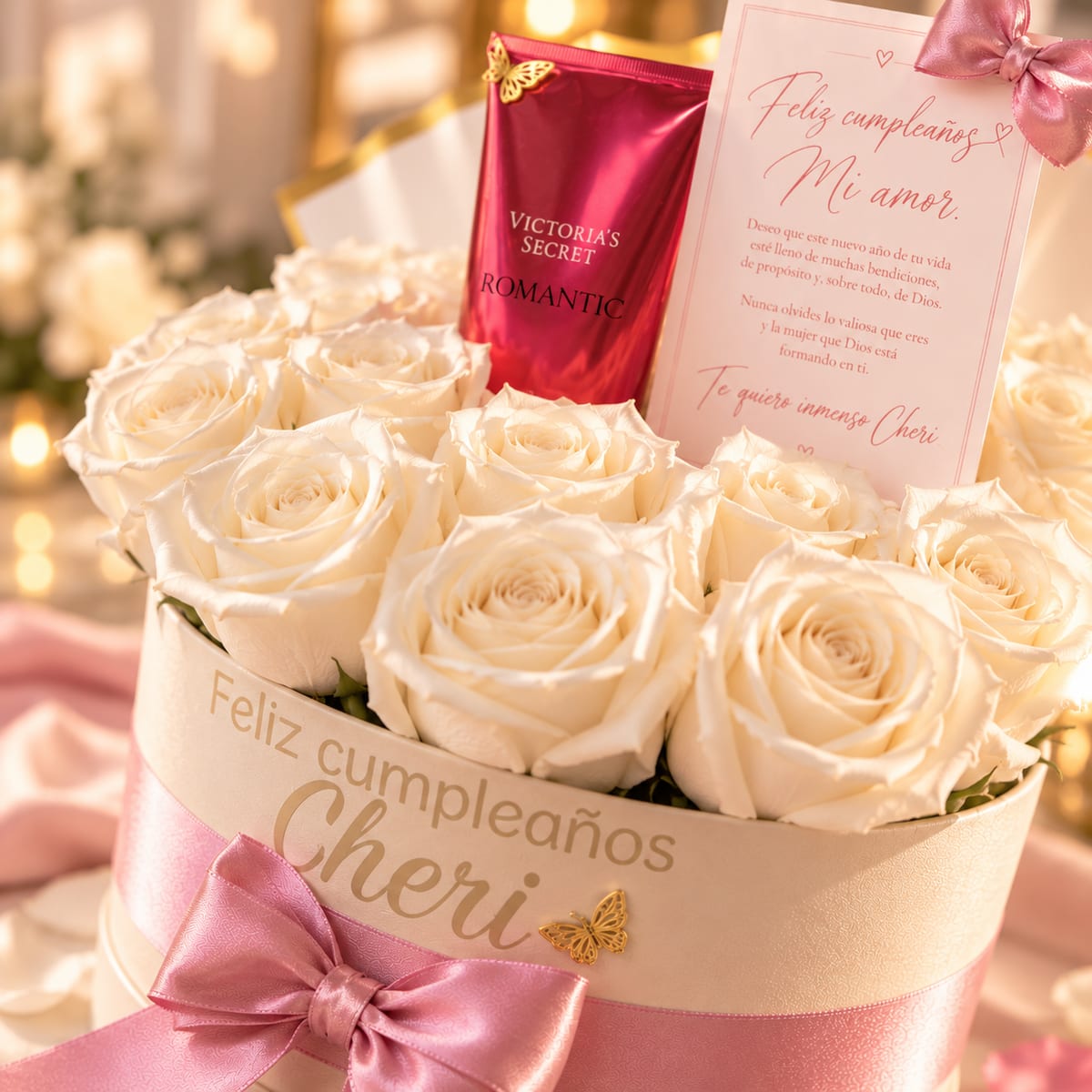 Caja de rosas blancas con crema Victoria’s Secret Romantic – foto 5
